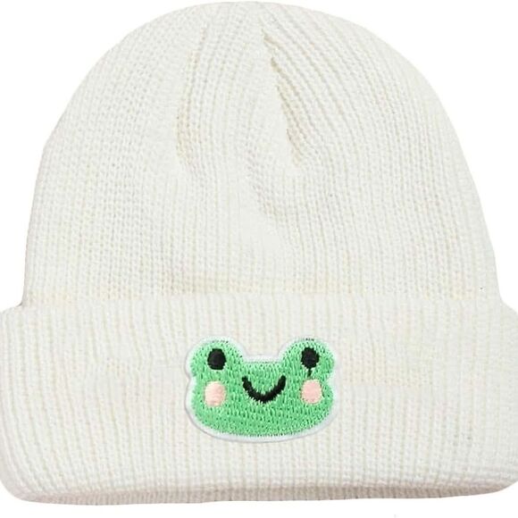 Frog Embroidered Knit Beanie Hat - Picture 1 of 2